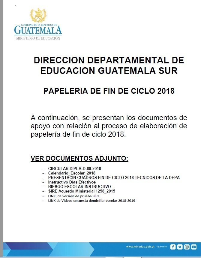 Papeleria de fin de ciclo DIDEDUC Guatemala Sur